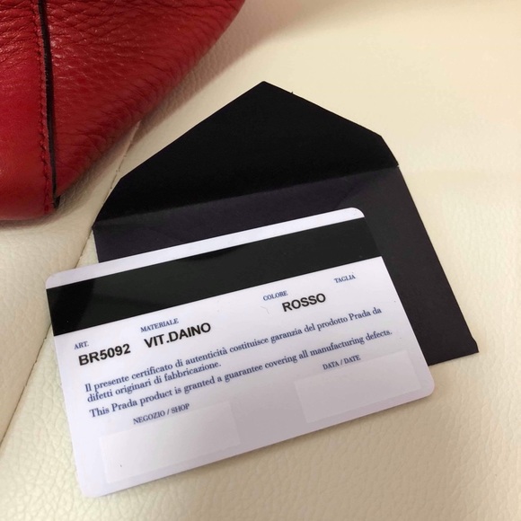 PRADA RED TOTE BAG LEATHER VGUC - - Picture 5 of 8